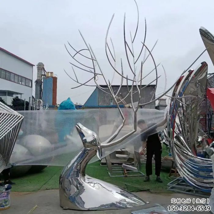 園林鹿頭雕塑 城市廣場雕塑 步行街擺件