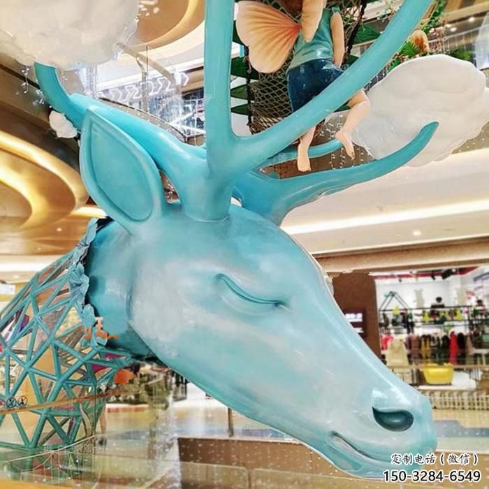 酒店鹿頭雕塑 庭院仿真雕塑 彩繪小品 酒店鹿頭雕塑 庭院仿真雕塑 彩繪小品