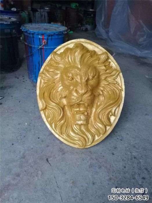 門口獅子頭雕塑 售樓處仿真雕塑 彩繪小品