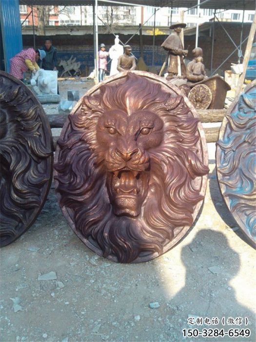 田間獅子頭雕塑 彩繪仿真雕塑 園林擺件