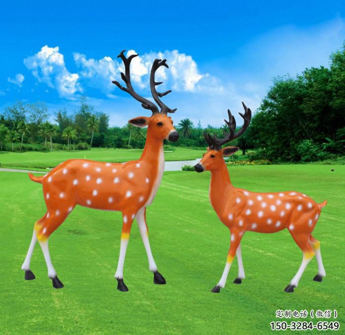 仿古小鹿雕塑 庭院彩繪雕塑 田間小品