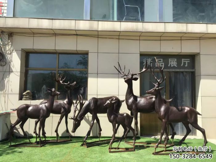 仿古麋鹿雕塑 庭院彩繪雕塑 田間小品