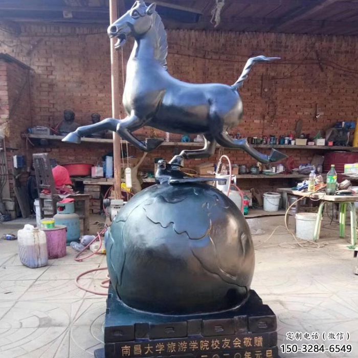 園林馬踏球雕塑 風景區仿真雕塑 廣場小品