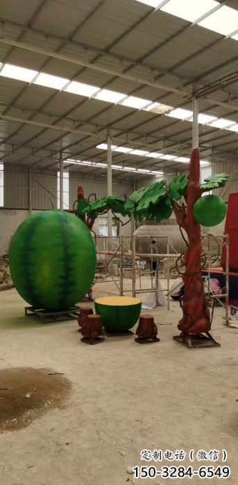城市西瓜雕塑 風景區彩繪雕塑 抽象擺件