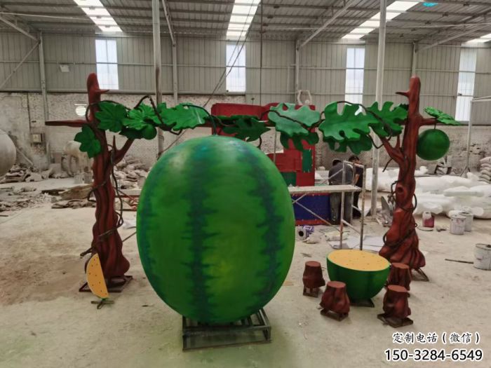 廣場西瓜雕塑 公園仿真雕塑 抽象擺件 廣場西瓜雕塑 公園仿真雕塑 抽象擺件