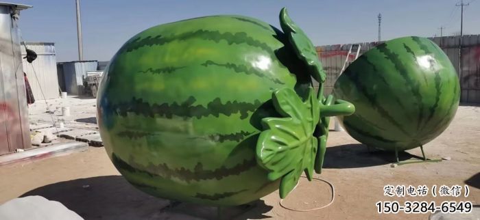 田間西瓜雕塑 彩繪仿真雕塑 園林擺件