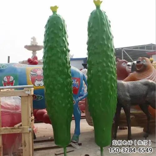 田間黃瓜雕塑 彩繪仿真雕塑 園林擺件 田間黃瓜雕塑 彩繪仿真雕塑 園林擺件