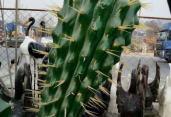 創意仙人球雕塑 步行街店門口雕塑 花卉小品