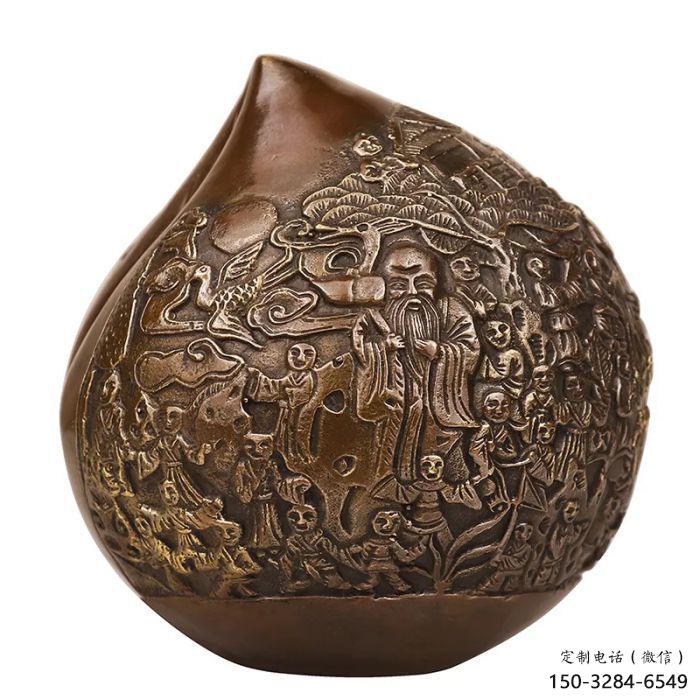 田間壽桃雕塑 彩繪仿真雕塑 園林擺件