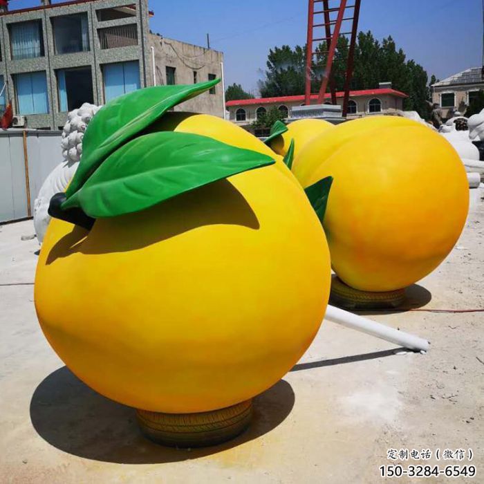 城市黃桃雕塑 風景區彩繪雕塑 抽象擺件 城市黃桃雕塑 風景區彩繪雕塑 抽象擺件