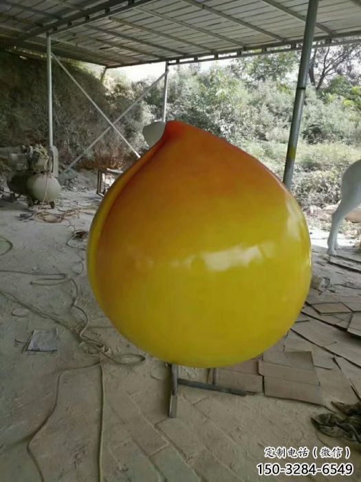 仿真黃桃雕塑 店門口園林雕塑 水果小品 仿真黃桃雕塑 店門口園林雕塑 水果小品