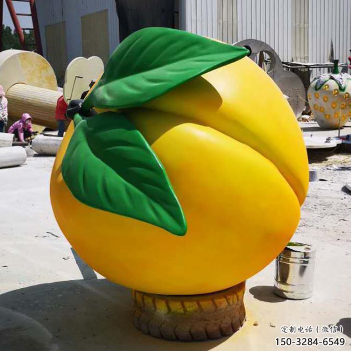 商業街黃桃雕塑 售樓處雕塑 水果擺件 商業街黃桃雕塑 售樓處雕塑 水果擺件