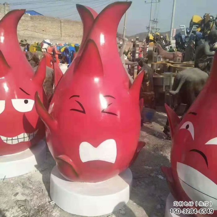 抽象火龍果雕塑 店門口彩繪雕塑 步行街擺件 抽象火龍果雕塑 店門口彩繪雕塑 步行街擺件