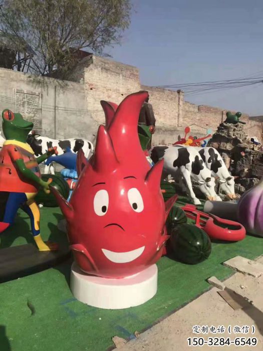 仿古火龍果雕塑 庭院彩繪雕塑 田間小品 仿古火龍果雕塑 庭院彩繪雕塑 田間小品