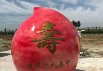 創(chuàng)意壽桃雕塑 步行街店門口雕塑 水果小品
