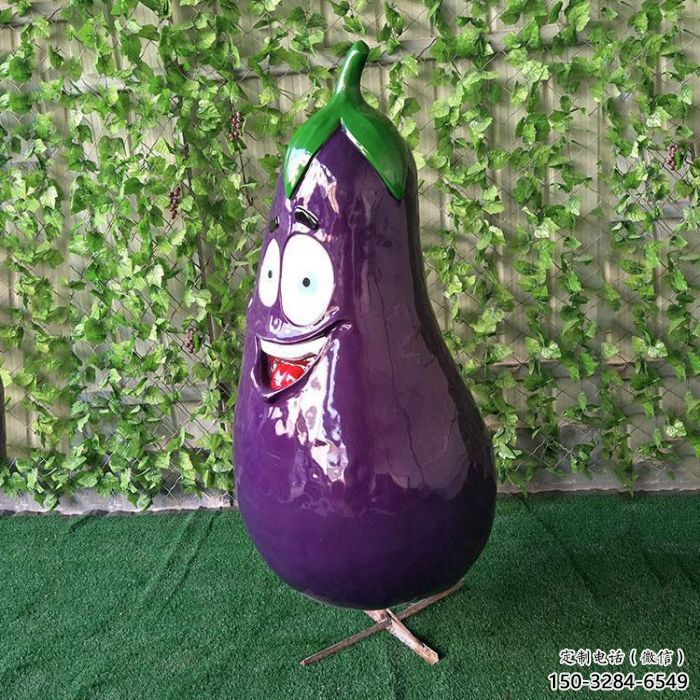 仿真茄子雕塑 庭院彩繪雕塑 田間小品