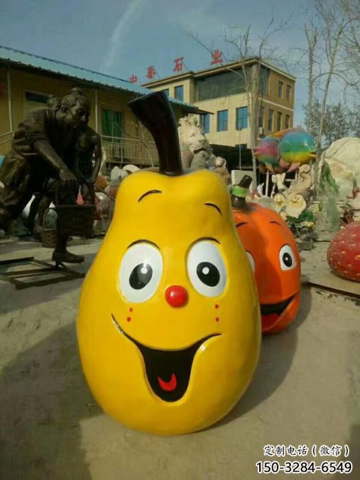 彩繪鴨梨雕塑 仿真雕塑 步行街擺件