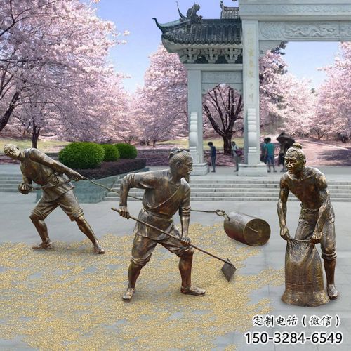 田間農夫雕塑 農耕民俗雕塑 園林擺件 田間農夫雕塑 農耕民俗雕塑 園林擺件