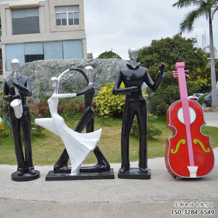 創(chuàng)意音樂人雕塑 步行街店門口雕塑 彩繪小品