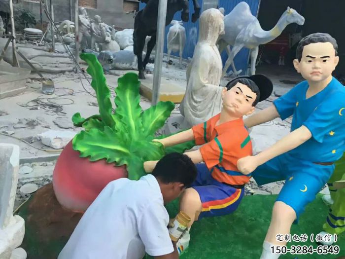 大型拔蘿卜雕塑 步行街民俗雕塑 彩繪擺件 大型拔蘿卜雕塑 步行街民俗雕塑 彩繪擺件