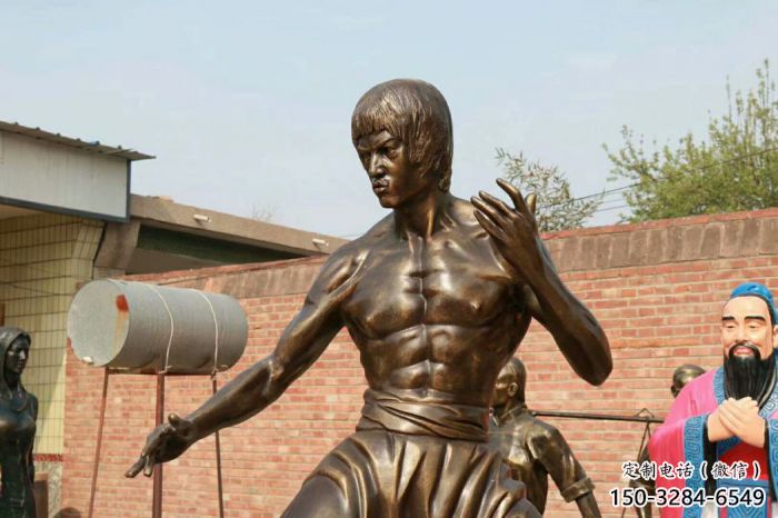 彩繪李小龍雕塑 大型城市雕塑 商業街擺件 彩繪李小龍雕塑 大型城市雕塑 商業街擺件