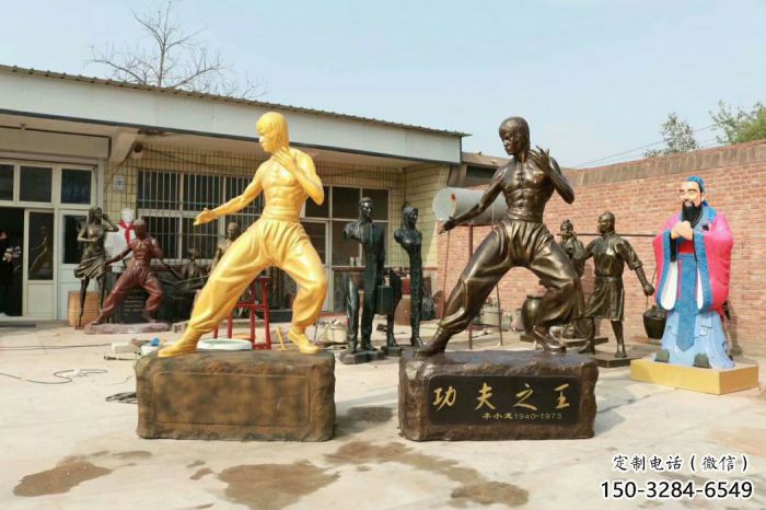 田間李小龍雕塑 彩繪近代雕塑 園林擺件 田間李小龍雕塑 彩繪近代雕塑 園林擺件