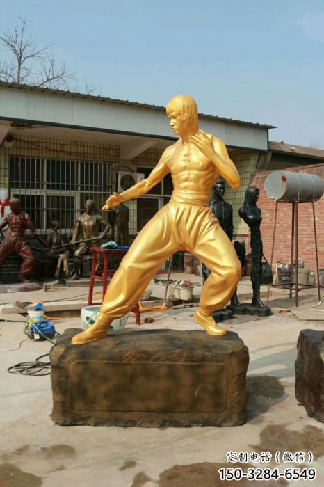 園林李小龍雕塑 田間彩繪雕塑 近代擺件 園林李小龍雕塑 田間彩繪雕塑 近代擺件