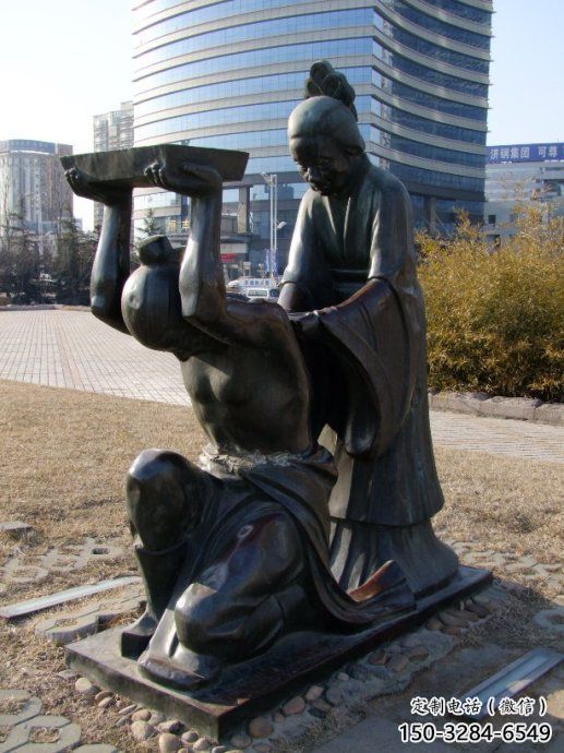 創意岳母刺字雕塑 步行街店門口雕塑 典故小品 創意岳母刺字雕塑 步行街店門口雕塑 典故小品