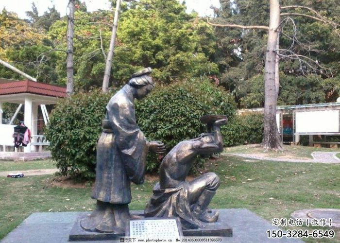 仿古岳母刺字雕塑 庭院彩繪雕塑 田間小品