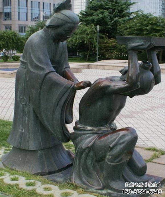 田間岳母刺字雕塑 彩繪典故雕塑 園林擺件 田間岳母刺字雕塑 彩繪典故雕塑 園林擺件