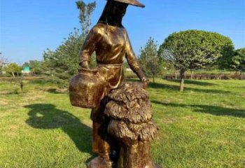 古代茶馬古道雕塑 店門口園林雕塑 采茶小品