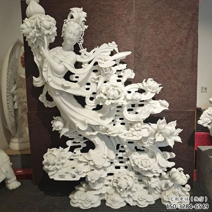 園林天女散花雕塑 田間彩繪雕塑 神話擺件 園林天女散花雕塑 田間彩繪雕塑 神話擺件