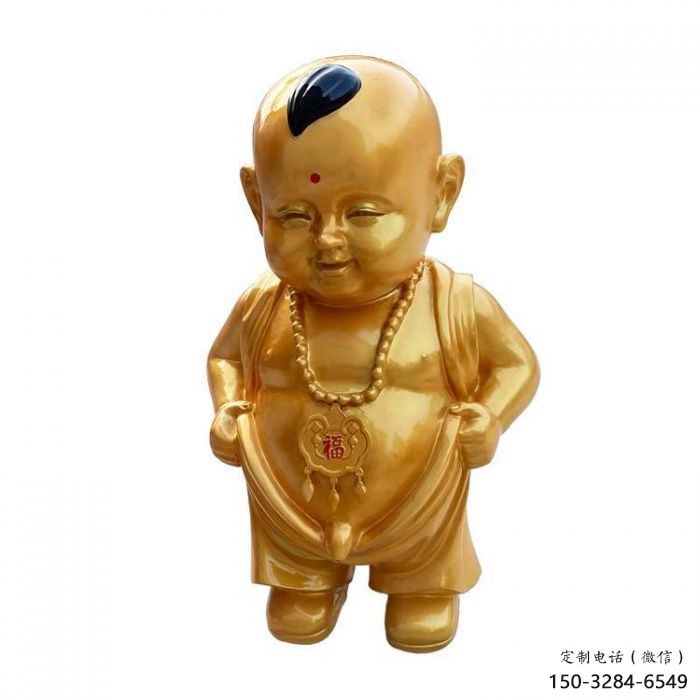 小和尚美陳雕塑 烤漆大型兒童雕塑 鑄銅肖像雕塑