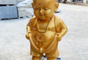 創意小和尚雕效果圖塑 鑄銅兒童雕塑 公園肖像雕塑