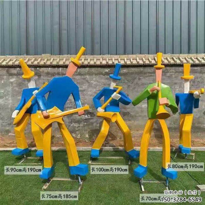 吹拉彈唱雕塑 景觀美陳樂隊雕塑 噴漆音樂人雕塑價格