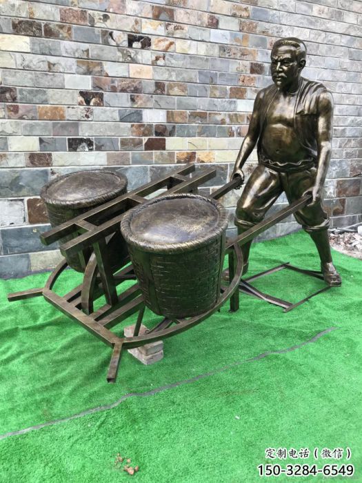 仿古獨輪車雕塑廠家 庭院彩繪雕塑 田間小品 仿古獨輪車雕塑廠家 庭院彩繪雕塑 田間小品