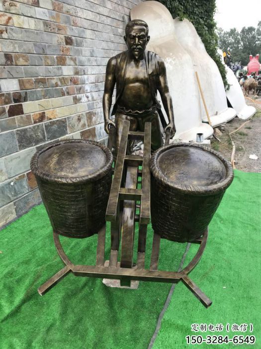 售樓處獨輪車雕塑廠家 商業街雕塑 民俗擺件