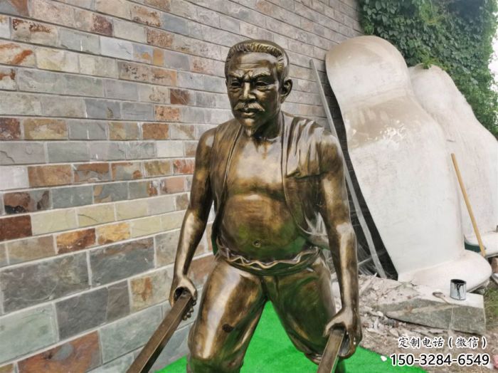 選用大型獨(dú)輪車雕塑 步行街民俗雕塑 小販擺件