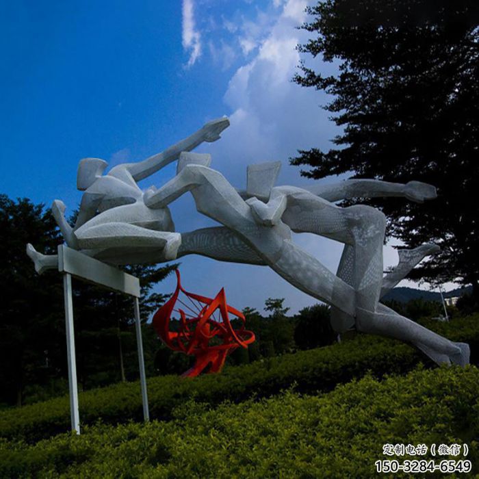 跨欄雕塑 仿真景觀體育雕塑 烤漆運動員雕塑廠家