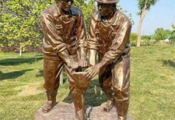 庭院工人雕塑廠家 公園草地民俗雕塑 仿銅勞動雕塑