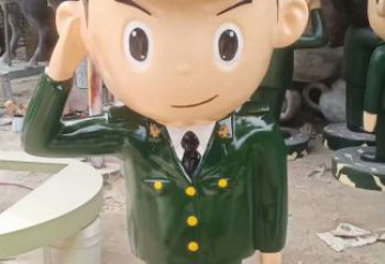 仿古武警雕塑 玻璃鋼警察雕塑 房地產戰士雕塑
