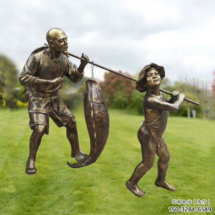 田間船夫雕塑廠家 彩繪民俗雕塑 園林?jǐn)[件