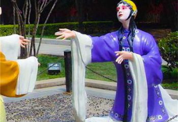 彩繪京劇雕塑廠家 現代民俗雕塑 公園唱戲雕塑