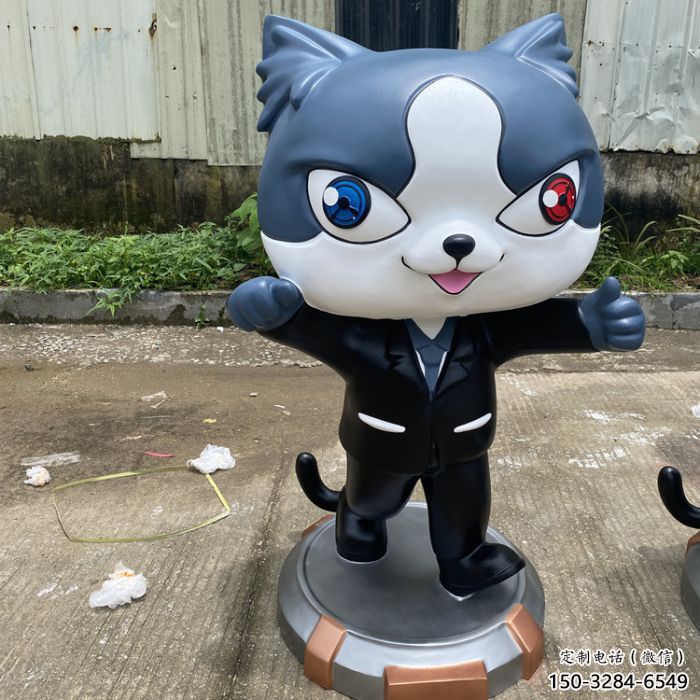 噴漆黑貓警長雕塑廠家 中式村口卡通雕塑 草地雕塑 噴漆黑貓警長雕塑廠家 中式村口卡通雕塑 草地雕塑