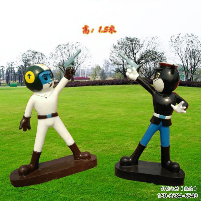 預(yù)定現(xiàn)代黑貓警長(zhǎng)雕塑 大型卡通雕塑 彩繪雕塑