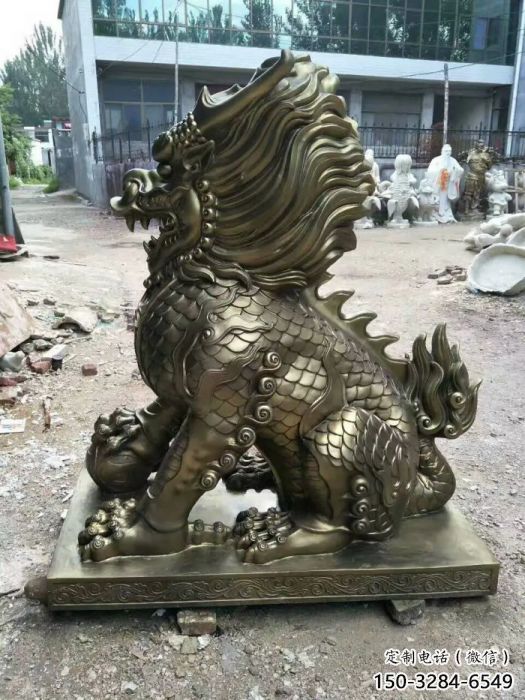 街道麒麟雕塑，戶外動(dòng)物雕塑，古銅效果