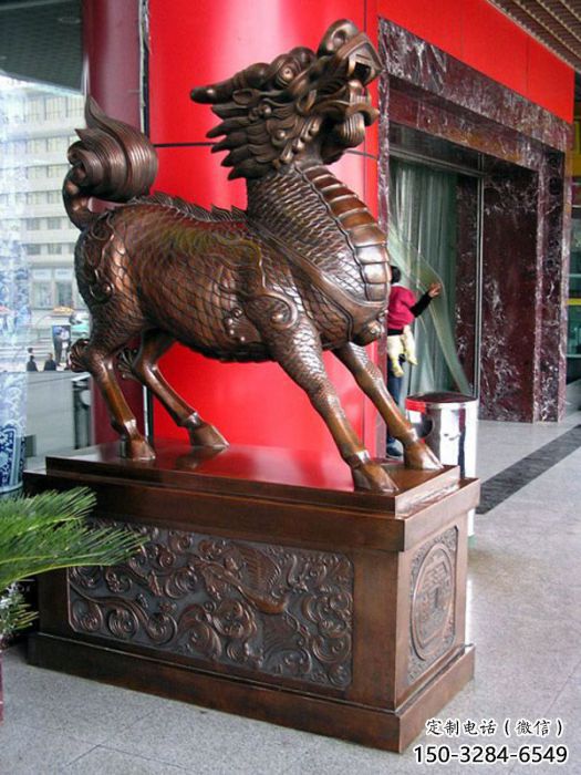 加工麒麟雕塑廠家，仿銅動物雕塑，抽象效果