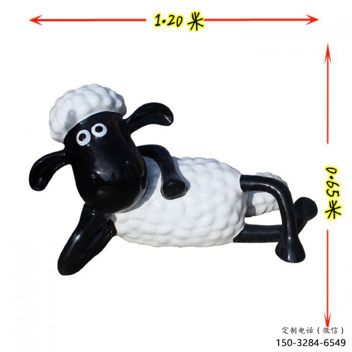 街道小羊雕塑，彩繪動物雕塑，動漫玻璃鋼效果