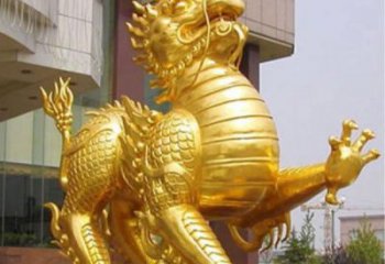 大型麒麟雕塑，鍍金動(dòng)物雕塑，鍍金工藝