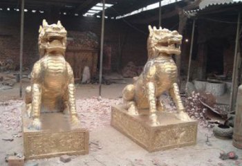 公園麒麟雕塑，仿銅動(dòng)物雕塑，玻璃鋼造型雕塑